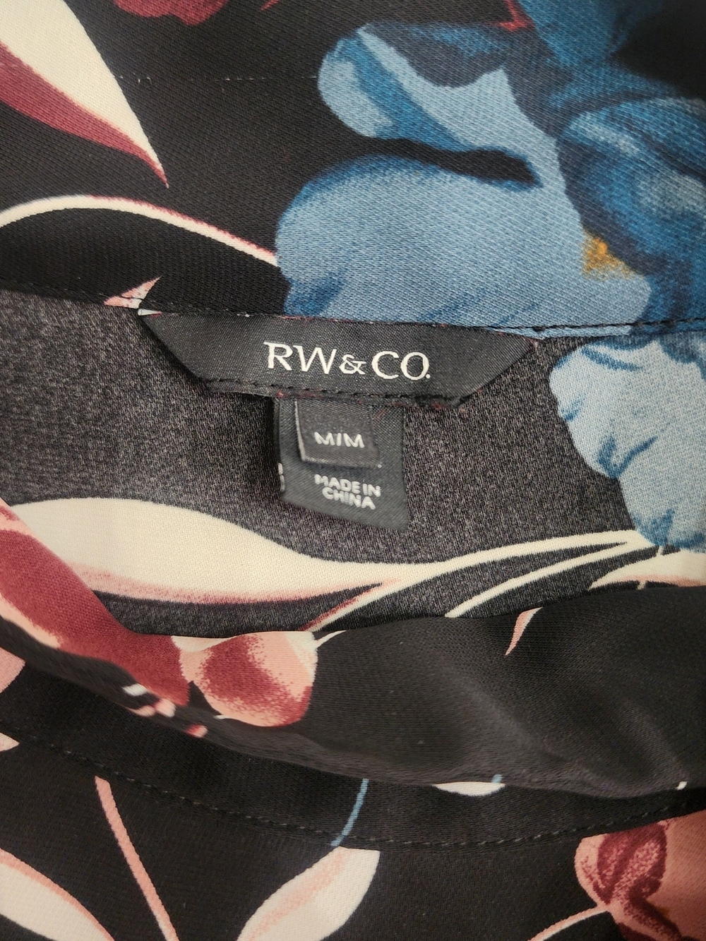 RW&CO. Black Formal Officewear Floral Tie-Neck Chic Flowy Blouse Academia - Picture 3 of 12